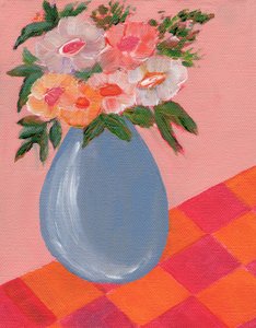 Des fleurs colorées dans un vase bleu - Nikita Jariwala