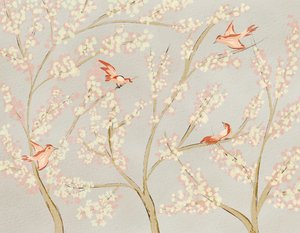 Oiseaux roses et fleurs printanières - Nikita Jariwala