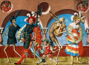 La mort, le mercenaire et la prostituée du cycle de la Danse Macabre par Albrecht Kauw - Niklaus Manuel