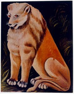 Jeune lion assis - Niko Pirosmani