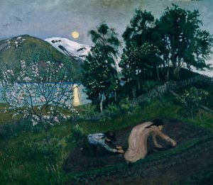 Nuit de printemps dans le jardin, Travail de nuit dans le jardin