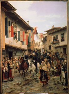 Guerre russo-turque de 1877-1878 : Le Grand-duc Nicolas Nikolaïevitch de Russie à Veliko Tarnovo le 03/06/1877 en Bulgarie - Nikolai Dmitrievich Dmitriev Orenburgsky