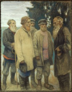 Léon Tolstoï avec des paysans / Pastel de Bogdanow-Bjelski - Nikolai P. Bogdanow Bjelski