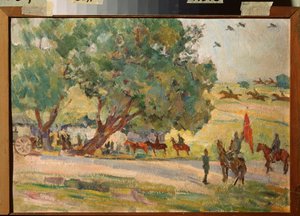 Manœuvres militaires dans les environs de Moscou - Œuvre de Nikolai Pavlovich Ulyanov (1875-1949)