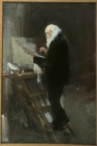 Le peintre Nikolaï Gay au travail