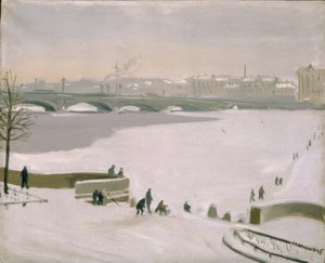 Traversée de la rivière Neva gelée, 1935 - Nikolay Fyodorovich Lapshin