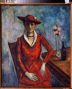 Une femme en rouge - Nikolay Vladimirovic Sinezubov
