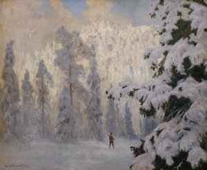 Chasseur skiant dans un paysage d
