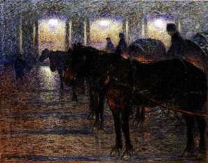Voitures à cheval devant l