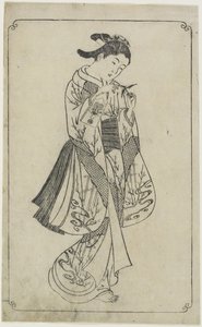 Courtisane tenant une raquette, 1739 - Nishikawa Sukenobu