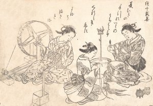 Trois courtisanes tissant de la soie - Nishikawa Sukenobu