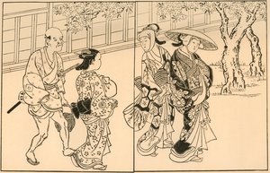 Trois femmes et un serviteur masculin, 1730, 1924 - Nishikawa Sukenobu