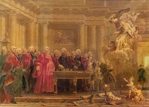 Les Magistrats de Paris Recevant des Nouvelles de la Paix, 21 juin 1763 - Noel Halle