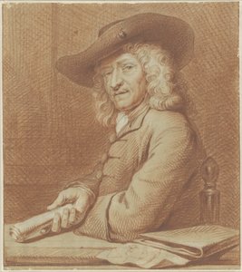 Portrait du dessinateur Jan Pietersz. Zoomer, avec chapeau et rouleau de papier - Norbert van Bloemen