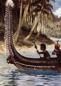 Une pirogue montrant le "Totoishu", Nouvelle-Géorgie, Îles Salomon - Norman Hardy