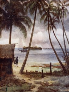 Un jour de tempête dans le lagon de Rubiana, Îles Salomon (lithographie en couleur) - Norman Hardy