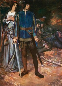 Valentine, "I Dare thee but to Breathe upon my Love". Les Deux Gentilshommes de Vérone - Acte V, Scène 4 (lithographie couleur) - Norman Mills (after) Price