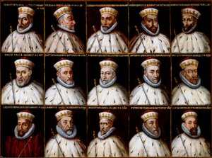 Armoiries de la République de Gênes et portraits des Doges