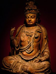 Sculpture en bois peint de Bodhisattva, dynastie Song (960-1279), Musée national de Shanghai. Photographie, Leonard de Selva, Chine, 2006 - Northern Song Dynasty Chinese School