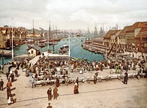 Fisketorget, Bergen, pub. c.1900 - Norwegian Photographer