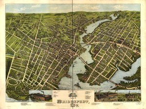 Vue de Bridgeport, Connecticut 1875 - O.H. Bailey and Co. American Oleograph Co.