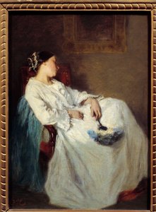 Femme assise endormie