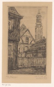Vue de la ville avec la tour à Weimar - Octavia Cornelia Suzanna Hofstede de Groot (signed by artist)