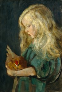 Fille avec poule