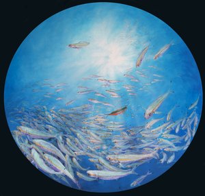 Fusiliers, 2017 (acrylique sur lin dans un cadre tulipe) - Odile Kidd