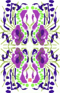 Motif floral violet vert - Odilia W. Y. Fu