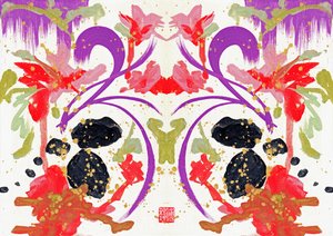 Fleurs orange et violettes Zen 1, 2021