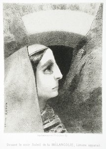 À Edgar Poe (Devant le noir soleil de la Mélancolie, Lénore apparaît) - Odilon Redon