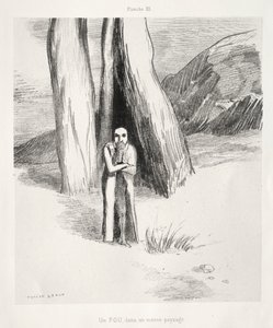 Un fou dans un paysage lugubre