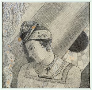 Buste de femme la tête penchée à gauche