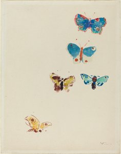 Cinq papillons - Odilon Redon