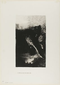 La Chimère aux yeux verts se retourne, hurle, planche 7 de La Tentation de Saint Antoine (1ère série) - Odilon Redon