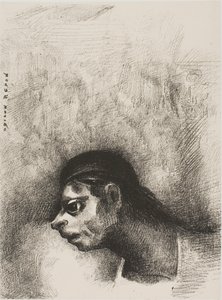 Par la fissure dans le mur, la tête d