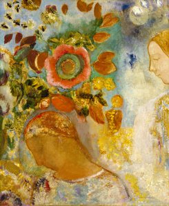 Deux jeunes filles parmi les fleurs