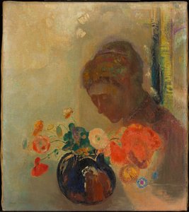Femme avec un vase de fleurs - Odilon Redon