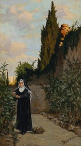 Nonne dans le jardin - Odoardo Borrani