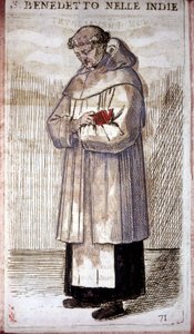 Ordre religieux : un moine bénédictin. Gravure dans O. Fialetti. 16ème siècle. - Odoardo Fialetti