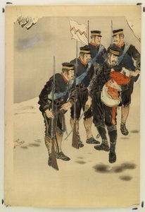 Le capitaine Higuchi avec un nourrisson chinois - Ogata Gekko