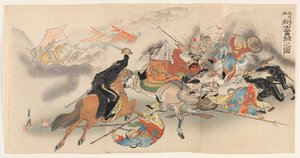 Deux généraux et leurs hommes en bataille acharnée à Fenghuangcheng - Ogata Gekko