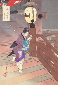 Visiter le temple pieds nus. Série : images des mœurs et coutumes des femmes - Ogata Gekko