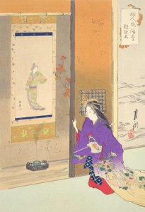 Femme devant un tokonoma : images des mœurs et coutumes des femmes - Ogata Gekko