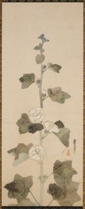Hollyhocks blancs, période Edo, fin 17e-début 18e siècle