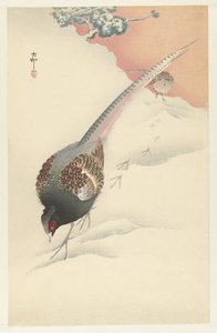 Couple de faisans dans la neige - Ohara Koson