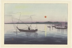Bateaux de pêche au coucher du soleil - Ohara Koson