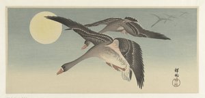 Oies sous la pleine lune - Ohara Koson