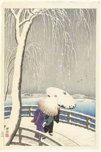 Dans la neige à Yanagibashi